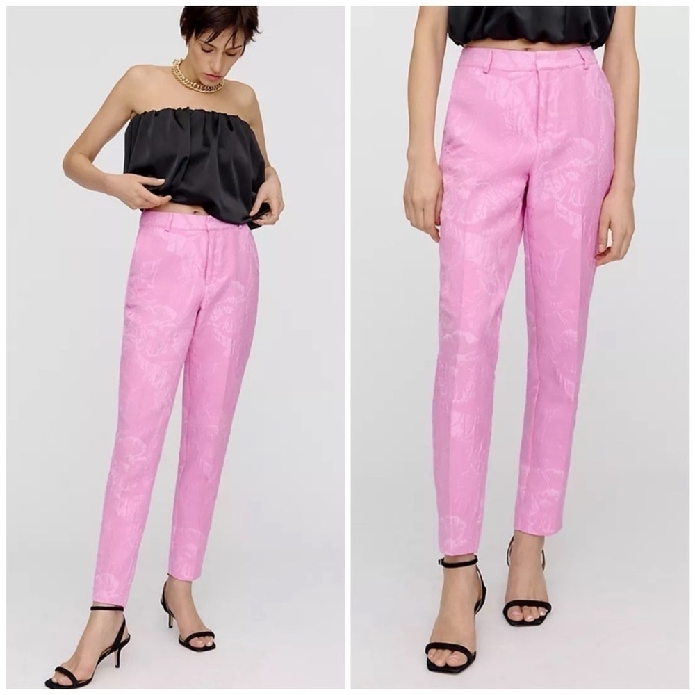 Scotch & Soda Lowry Mid-Rise Slim Fit Jacquard Trousers Pink Floral Orchid